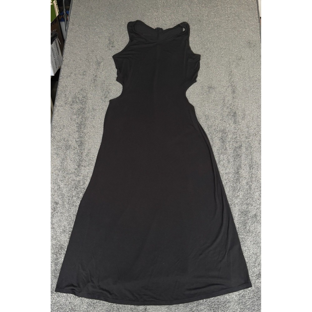 See You Monday Dress‎ Women Large Black Knit Cutout Round Neck Sleeveless